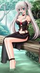  barefoot bdsm bondage bound gag gagged gray_hair grey_hair long_hair mabinogi nao nao_(mabinogi) outdoors outside resize_artifacts rope twintails very_long_hair water white_hair 