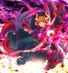  armchair ball boy cape chair claws demon horns inazuma_eleven inazuma_eleven_(series) male male_focus sitting soccer_ball tachimukai_yuuki 