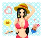  1boy 2girls amazon_lily black_hair boa_hancock breasts cleavage dream dreaming earrings elder_nyon fat fat_man grey_hair hat heart highres jewelry long_hair monkey_d_luffy multiple_girls navel nyon_(one_piece) old one_piece sash scar sleeping straw_hat thought_bubble vest 