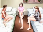  3girls barefoot bed brown_hair escalation escalation_hardcore inoue_takuya long_hair multiple_girls ogasawara_kaoru red_hair shimamura_miki short_hair tatsuki_haruka 