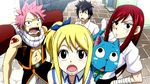  black_hair blonde_hair blue_cat cat erza_scarlet fairy_tail gray_fullbuster happy_(fairy_tail) lucy_heartfilia natsu_dragneel pink_hair red_hair surprised tagme tattoo 