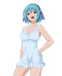  absurdres blue_hair bra breasts cleavage extraction highres kurono_kurumu kuruno_kurumu lingerie negligee purple_eyes purple_hair ribbon rosario+vampire underwear vector vector_trace 