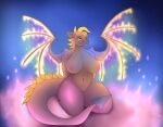  anthro big_breasts big_butt breasts butt curvy_figure dragon female female/female ghalitemis(photolol.03) green_eyes hi_res looking_at_viewer nude photolol.03 reptile scalie simple_background sitting solo thick_thighs voluptuous wide_hips wings 