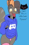  anthro baggy_clothing blush clothing dialogue dinosaur discord_(app) english_text girly goodbye_volcano_high grey_body hair half_shaved_head hi_res male naser_(gvh) open_mouth pantsless pterodactylus pterosaur reptile scalie simple_background snoot_game_(fan_game) solo text underwear unknown_artist video_games wings yellow_eyes 