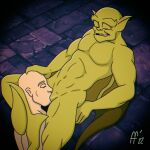  abs bald disney duo eyes_closed fabfelipe gargoyle gargoyles genitals hi_res human human_on_humanoid human_penetrated humanoid humanoid_penetrating humanoid_penetrating_human interspecies leg_around_head lexington_(gargoyles) looking_pleasured male male/male mammal membrane_(anatomy) membranous_wings muscular muscular_humanoid muscular_male navel nude oral oral_penetration pecs penetration penis sex wings yellow_body 