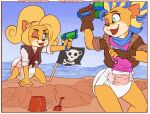  activision anthro beach coco_bandicoot crash_bandicoot_(series) diaper diaper_fetish duo feces female female/female fur hi_res looking_at_another messy_diaper paddedulf pirate_tawna pooping seaside smile soiled_diaper soiling soiling_diaper tawna_bandicoot toy toy_gun video_games water_gun 