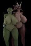  anthro big_breasts breasts ceratopsian dinosaur duo_focus female group lizard male male/female ornithischian reptile scalie solo triceratops unknown_artist 