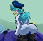  anthro avian big_butt breasts butt digital_media_(artwork) female fingers generation_9_pokemon hair hi_res huge_butt kiss_the_carrot nintendo nude pokemon pokemon_(species) quaxly shaded simple_background solo video_games white_body wide_hips 