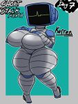  bandage big_breasts breasts computer english_text female for_a_head hi_res holding_breast jyto karen_plankton nickelodeon not_furry object_head solo spongebob_squarepants text thick_thighs 