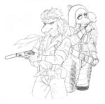  8762e13 anthro bandanna clothed clothing crossover dinosaur dromaeosaurid duo fang_(gvh) feathered_wings feathers female goodbye_volcano_high gun hair handgun hi_res kerchief knife konami long_hair long_snout male metal_gear metal_gear_solid_3 monochrome pistol pterodactylus pterosaur ranged_weapon reed_(gvh) reptile scalie silencer simple_background sketch snoot_game_(fan_game) snout theropod velociraptor video_games weapon white_background wings 