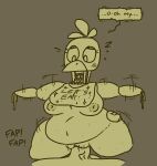  animatronic anthro areola avian beak bib big_breasts bird breasts brown_background chicken dialogue eyelashes female five_nights_at_freddy&#039;s five_nights_at_freddy&#039;s_2 galliform gallus_(genus) genitals head_feathers head_tuft hi_res machine navel nipples onomatopoeia overweight overweight_female penetration penis phasianid pussy qoolbunart robot scottgames sex simple_background solo sound_effects speech_bubble text thick_thighs tuft vaginal vaginal_penetration video_games wide_hips wire withered_chica_(fnaf) 