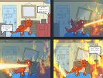  2020 4_panel_comic 4_toes appliance back_wings bean_bag black_eyes breath_powers burning burning_building chair comic comic_sans countershade_torso countershading crim_(crimsonnight222) cupboard detailed_background dialogue doorway dragon elemental_manipulation faucet featureless_eyes feet feral fire fire_breathing fire_everywhere fire_manipulation furniture horn inside kitchen_appliance male membrane_(anatomy) membranous_wings microwave_oven one_page_comic open_mouth red_body red_skin sammfeatblueheart scales scalie shaded signature small_horn solo speech_bubble tan_body tan_claws tan_scales text toes tongue tongue_out unseen_character western_dragon white_eyes wings 