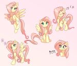  2021 absurd_res cutie_mark equid equine feathered_wings feathers female feral fluttershy_(mlp) friendship_is_magic hair hasbro hi_res long_hair mammal multiple_poses my_little_pony nin10ja pegasus pink_hair pose signature solo wings 