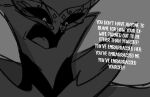  angry angry_expression anthro avian bird dialogue grey_background helluva_boss hi_res male offscreen_character owl owl_demon paimon_(helluva_boss) simple_background solo teathekook text white_text yelling 