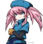  1girl 969gb blue_eyes closed_mouth cosplay gloves hat kaze_no_klonoa klonoa klonoa_(cosplay) long_hair looking_at_viewer official_alternate_costume pac-man_(game) pink_hair presea_combatir simple_background solo tales_of_(series) tales_of_symphonia twintails white_background 