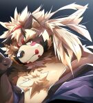  2022 anthro blush boar_stag144 canid canine clothing goemon_(tas) hi_res humanoid_hands kemono lifewonders male mammal overweight overweight_male raccoon_dog robe solo tanuki tokyo_afterschool_summoners video_games 