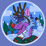  animated canid canine capreoline cervid chirstmas christmas_cheer fox headshot headshot_portrait holiday_clothing holiday_dressed holidays luckfoxo33 mammal portrait reindeer snow snowflake snowing tolng tolnga 