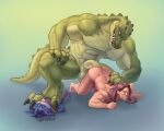  abs anthro anthro_dominating_human anthro_penetrating anthro_penetrating_human balls big_balls big_dom_small_sub big_muscles big_penis blue_body blue_fur brown_hair butt clenched_teeth crocodile crocodilian crocodylid doggystyle dominant dominant_anthro dominant_male erection eyewear foot_crush foot_fetish foot_play from_behind_position fur genitals goggles green_body group group_sex hair human human_on_anthro human_penetrated interspecies larger_anthro larger_male league_of_legends long_hair male male/male mammal muscular muscular_anthro muscular_male nude pecs penetration penis renekton reptile riot_games rough_sex rumble scalie sex signature size_difference smaller_anthro smaller_human smaller_male smaller_penetrated spikes spikes_(anatomy) submissive submissive_human submissive_male taric_(lol) teeth thepurp threesome trio video_games yordle 