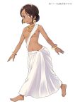  1girl barefoot black_hair blue_eyes bracelet breasts dark-skinned_female dark_skin earrings full_body highres jewelry kanden_sky looking_at_viewer navel necklace nipples open_mouth original simple_background small_breasts solo white_background 