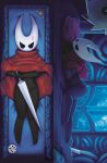  2022 absurd_res annoyed anthro arthropod bed black_body blood bodily_fluids cape cape_only clothing cool_colors covering covering_crotch covering_self cross-popping_vein curvy_figure empty_eyes featureless_feet fecharis female frown furniture hi_res hollow_knight horn hornet&#039;s_needle hornet_(hollow_knight) lennoxicon light looking_at_viewer lying mattress mostly_nude multicolored_body no_pupils on_back on_front pillow pose princess questionable_consent red_cape royalty saw sawblade silk solo submissive submissive_female team_cherry thread tools torn_cape torn_clothing tsundere video_games watermark weapon white_body 