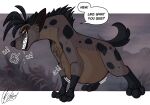  abdominal_bulge artistawesome belly big_belly disney english_text female feral hyaenid mammal rumbling_stomach shenzi sinscaliecringe_(artistdragon) smile solo spotted_hyena text the_lion_king vore yellow_eyes 