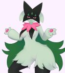  anthro blush breasts female fiamourr generation_9_pokemon genitals green_body hi_res looking_at_viewer meowscarada nintendo pokemon pokemon_(species) pussy simple_background solo video_games white_background 