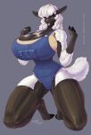  anthro big_breasts blush bovid breasts caprine cleavage clothed clothing fur hi_res kneeling legwear mammal molly_mcalister one-piece overalls sheep small_waist solo stockings thick_thighs tongue tongue_out white_body white_fur white_wool wmdiscovery93 wool_(fur) 