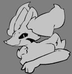  aliasing ambiguous_gender anthro asriel_dreemurr_(god_form) black_markings black_sclera braixen catjam_(artist) generation_6_pokemon greyscale low_res markings monochrome nintendo pokemon pokemon_(species) simple_background sketch smirking_at_viewer solo undertale undertale_(series) video_games 