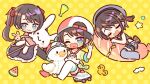  baseball_cap black_hair blue_eyes braid drooling fork hair_ribbon hat hololive long_hair mashiro_miru multiple_persona official_alternate_hairstyle one_eye_closed oozora_subaru open_mouth plaid plaid_skirt polka_dot polka_dot_background ribbon rubber_duck sausage_legend shirt short_hair short_shorts shorts sideways_hat skirt sleeping smile star_(symbol) striped striped_shirt stuffed_animal stuffed_bunny stuffed_duck stuffed_toy subaru_duck suspenders thighhighs tied_shirt toy_car twintails virtual_youtuber 