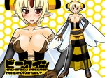  artist_request bee_girl blush breasts cleavage insect_girl moemon monster_girl panties personification pokemon smile underwear vespiquen wings 