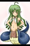  ahoge fanart green_hair lamia mamono_girl_lover medusa medusa_(mamono_girl_lover) monster_girl naga snake 
