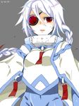  arc_system_works blazblue bodysuit braid eyepatch female long_hair nu-13 red_eyes silver_hair single_braid solo 