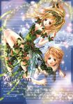  1girl absurdres blonde_hair fairy green_skirt highres leaf leaf_clothing nao_tsukiji peter_pan peter_pan_(character) peter_pan_(disney) ribbon scan skirt tinker_bell_(disney) wings 