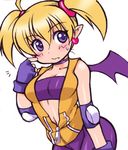  arcana_heart blonde_hair blush cleavage fang lilica_felchenerow pointy_ears takashi_(pixiv) wings 