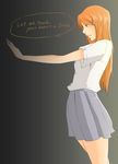  bleach female gradient gradient_background highres inoue_orihime kakyu422 orange_hair school_uniform solo 