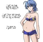  angry anti_mexican bikini blue_hair hattori_junko ichiban_ushiro_no_daimaou pregnant some_awesome_racist swimsuit 