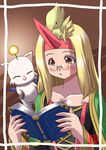  blonde_hair book chocobo final_fantasy final_fantasy_tactics horn long_hair moogle oborogumo_takamitsu robe summoner_(fft) 