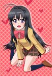  blush heart hearts kanokon minamoto_chizuru school_uniform smile 