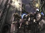  armored_core building cannon fire firing from_software gray_greed gun mecha shooting weapon 