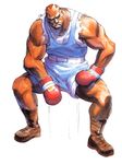  balrog bengus black boxer capcom dark_skin m_bison male male_focus man manly mike_bison muscle official_art sit sitting street_fighter street_fighter_ii 