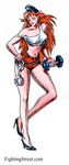  biker_cap blue_eyes capcom dumbbell dumbell final_fight hand_cuffs handcuffs hat high_heels petite red_hair red_shorts roxy small_top smile weightlifting wrist_band wristband 