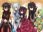  2girls 3boys ancient_fairy_dragon black-winged_dragon black_rose_dragon multiple_boys multiple_girls personification red_dragon_archfiend stardust_dragon yu-gi-oh! yugioh_5d&#039;s yuu-gi-ou_5d's 