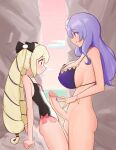  2girls arm_support bangs beach bikini bikini_top_only black_bow blonde_hair bottomless bow breasts camilla_(fire_emblem) closed_mouth cloud cowboy_shot elise_(fire_emblem) erection fire_emblem fire_emblem_fates fire_emblem_heroes flat_chest frilled_bikini frills from_side futa_with_female futanari hair_bow hair_ribbon height_difference highleg incest large_breasts large_penis light_blush liveactors long_hair looking_at_penis looking_down multiple_girls nail_polish official_alternate_costume one-piece_swimsuit penis penis_awe penis_on_stomach purple_bikini purple_eyes purple_hair purple_nails raised_eyebrows ribbon shore siblings sisters sky smile standing swimsuit tareme twintails uncensored 