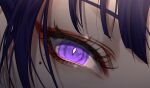  1girl asagizuisen close-up eyelashes eyeshadow genshin_impact makeup mole mole_under_eye purple_eyes purple_hair raiden_shogun red_eyeshadow 