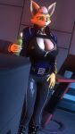  3d_(artwork) anthro bar beer_bottle bottle breasts canid canine cleavage clothed clothing crossgender digital_media_(artwork) female fox fox_mccloud hi_res looking_at_viewer mammal mtf_crossgender nintendo sanguine_paladin solo source_filmmaker star_fox video_games 