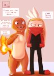  annoyed asderzx bodily_fluids charmander clothing dialogue duo emporio_candycorn_(asderzx) fire generation_1_pokemon generation_8_pokemon hi_res hoodie nintendo painted pokemon pokemon_(species) raboot scarf simple_background snot teeteeh_(asderzx) topwear video_games 