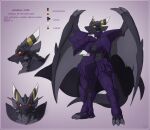  2015 anthro armor biped black_body black_scales black_wings cape clothing color_swatch colored dragon english_text horn male markings model_sheet muscular muscular_anthro muscular_male purple_armor ruze scales scalie solo story story_in_description text western_dragon wings zerofox1000 