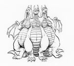  anthro cervelet conjoined dragon female group herm_(lore) multi_head multi_leg multi_limb multi_tail multifur trio 