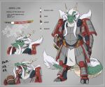  2014 anthro armor beverage biped blush color_swatch colored dragon english_text facial_hair green_body green_scales hair horn laugh long_(zerofox) long_mustache long_tail male melee_weapon model_sheet mustache scales scalie sheathed_sword smile solo story story_in_description sword text weapon western_dragon white_hair zerofox1000 