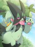  anthro blush felid feline fur generation_9_pokemon green_body hi_res looking_at_viewer mammal meowscarada nintendo pokemon pokemon_(species) smile solo ukan_muri video_games 